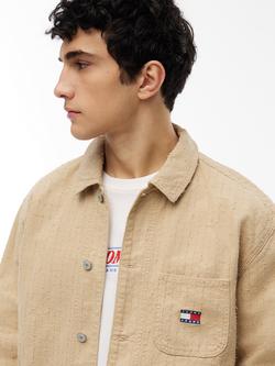 Tommy Hilfiger Cotton Oversized Fit Textured Canvas Overshirt, Beige - view 2, Beige