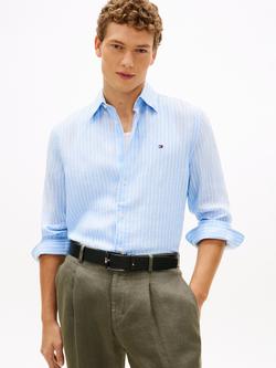 Tommy Hilfiger Linen Regular Fit Stripe Shirt, Blue/White