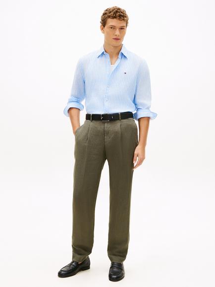 Tommy Hilfiger Linen Regular Fit Stripe Shirt - view 2, Blue/White