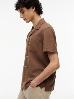 Tommy Hilfiger Linen Blend Regular Fit Camp Collar Shirt - view 2, Brown