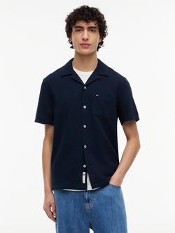 Tommy Hilfiger Linen Blend Regular Fit Camp Collar Shirt, Dark Blue