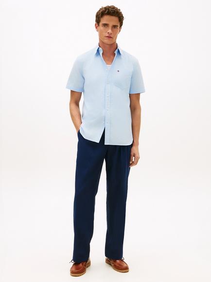 Tommy Hilfiger Cotton Regular Fit Flag Logo Shirt, Light Blue - view 2, Light Blue