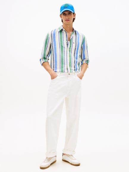 Tommy Hilfiger Cotton Blend Regular Fit Stripe Shirt, Multi - view 2, Multi