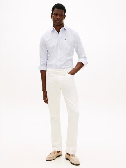 Tommy Hilfiger Cotton Regular Fit Stripe Shirt, Light Blue/White - view 2, Light Blue/White