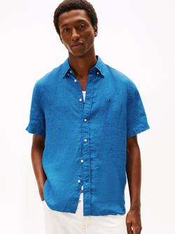 Tommy Hilfiger Linen Regular Fit Logo Shirt, Blue