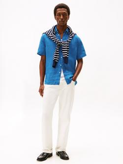 Tommy Hilfiger Linen Regular Fit Logo Shirt - view 2, Blue