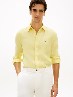 Tommy Hilfiger Linen Regular Fit Logo Shirt, Light Yellow