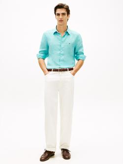 Tommy Hilfiger Linen Regular Fit Logo Shirt - view 2, Blue