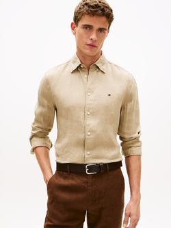 Tommy Hilfiger Linen Regular Fit Logo Shirt, Beige