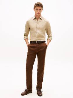Tommy Hilfiger Linen Regular Fit Logo Shirt - view 2, Beige