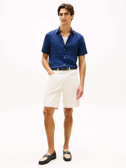 Tommy Hilfiger Linen Regular Fit Logo Shirt - view 2, Dark Blue