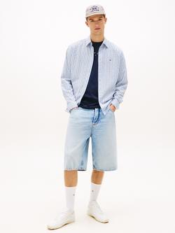 Tommy Hilfiger Cotton Regular Fit Semi-Spread Collar Seersucker Shirt, Blue/White/Brown - view 2, Blue/White/Brown