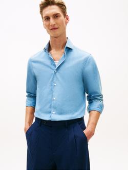 Tommy Hilfiger Cotton Slim Fit Cutaway Collar Shirt, Light Blue, Light Blue