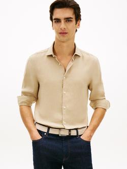 Tommy Hilfiger Smart Casual Linen Regular Fit Shirt, Beige, Beige