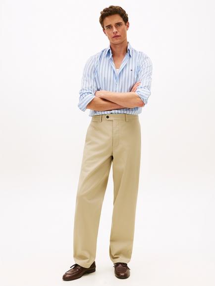 Tommy Hilfiger Peached Cotton Flex Regular Fit Stripe Shirt, Light Blue - view 2, Light Blue