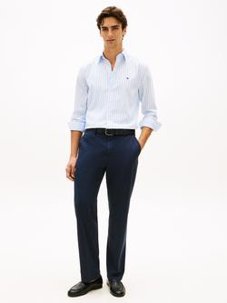 Tommy Hilfiger Peached Cotton Flex Regular Fit Stripe Shirt - view 2, Light Blue