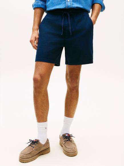 Tommy Hilfiger Cotton Rich Relaxed Fit Logo Shorts, Dark Blue, Dark Blue