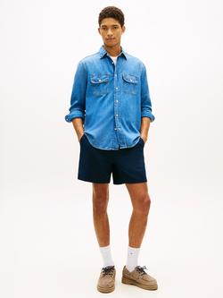 Tommy Hilfiger Cotton Rich Relaxed Fit Logo Shorts, Dark Blue - view 2, Dark Blue