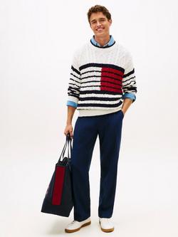 Tommy Hilfiger Cotton Striped Cable Knit Jumper, Multi - view 2, Multi