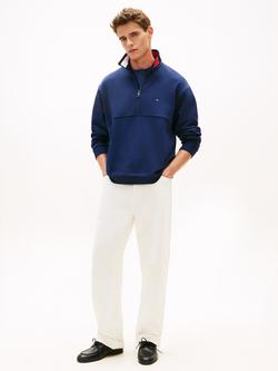 Tommy Hilfiger Colour Block Zip Neck Sweatshirt, Dark Blue - view 2, Dark Blue