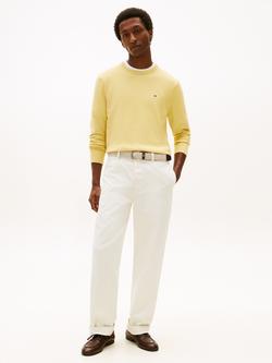 Tommy Hilfiger Flag Embroidered Combed Cotton Crew Neck Jumper - view 2, Yellow