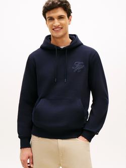 Tommy Hilfiger Logo Embroidered Hoodie, Dark Blue