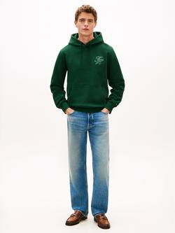 Tommy Hilfiger Logo Embroidered Hoodie - view 2, Dark Green