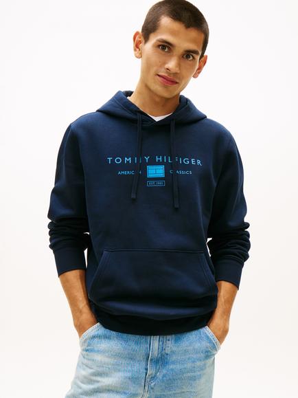 Tommy Hilfiger Cotton Terry Heritage Logo Hoodie, Dark Blue