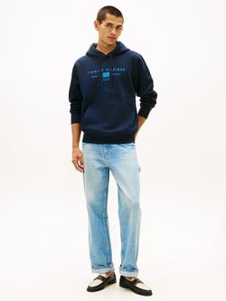 Tommy Hilfiger Cotton Terry Heritage Logo Hoodie - view 2, Dark Blue