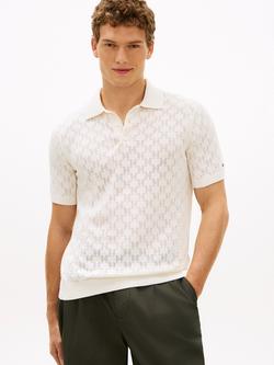 Tommy Hilfiger Regular Fit Pointelle Knit Polo Shirt, Beige, Beige
