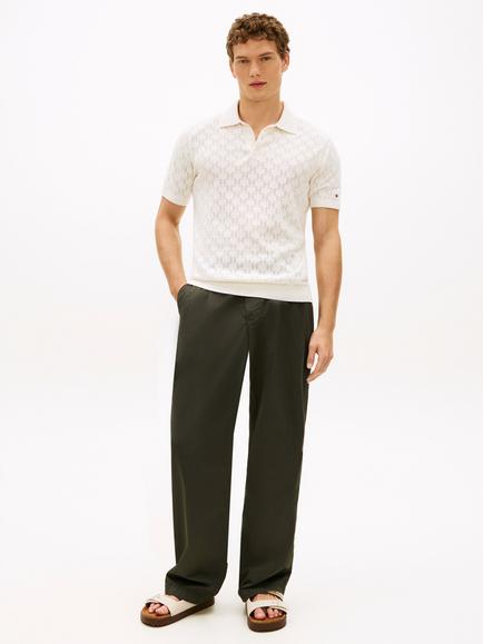 Tommy Hilfiger Regular Fit Pointelle Knit Polo Shirt, Beige - view 2, Beige