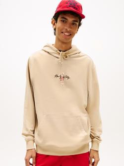 Tommy Hilfiger Cotton Sueded Terry Signature Hoodie, Beige