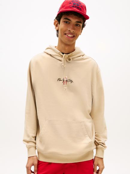 Tommy Hilfiger Cotton Sueded Terry Signature Hoodie, Beige