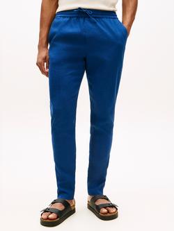 Tommy Hilfiger Harlem Linen Blend Tapered Trousers, Dark Blue, Dark Blue