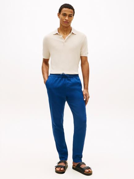 Tommy Hilfiger Harlem Linen Blend Tapered Trousers, Dark Blue - view 2, Dark Blue