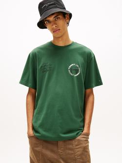 Tommy Hilfiger Cotton Regular Fit Short Sleeve Circular Graphic T-Shirt, Dark Green