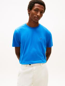 Tommy Hilfiger Cotton Regular Fit Short Sleeve Flag Embroidered Logo T-Shirt, Royal Blue