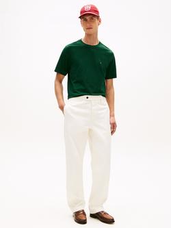 Tommy Hilfiger Cotton Regular Fit Short Sleeve Flag Embroidered Logo T-Shirt - view 2, Dark Green