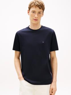 Tommy Hilfiger Cotton Regular Fit Global Stripe Logo T-Shirt, Dark Blue