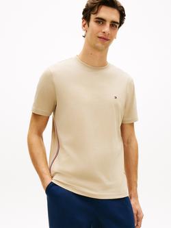 Tommy Hilfiger Cotton Regular Fit Global Stripe Logo T-Shirt, Beige