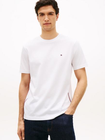 Tommy Hilfiger Cotton Regular Fit Global Stripe Logo T-Shirt, White