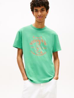 Tommy Hilfiger Peached Cotton Regular Fit Short Sleeve Graphic T-Shirt, Green