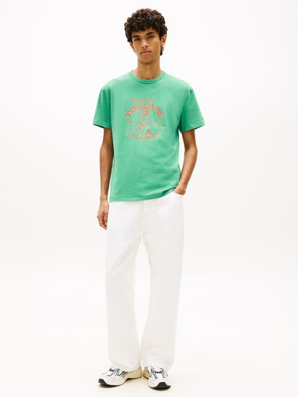 Tommy Hilfiger Peached Cotton Regular Fit Short Sleeve Graphic T-Shirt - view 2, Green