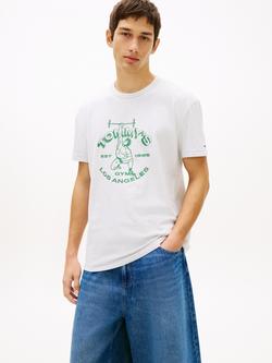 Tommy Hilfiger Peached Cotton Regular Fit Short Sleeve Graphic T-Shirt, Light Grey