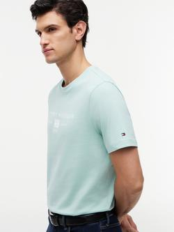 Tommy Hilfiger Cotton Regular Fit Short Sleeve Logo Jersey T-Shirt, Light Green - view 2, Light Green