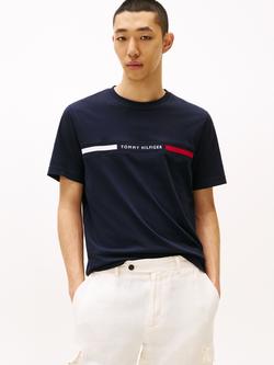 Tommy Hilfiger Cotton Regular Fit Short Sleeve Contrast Logo T-Shirt, Dark Blue, Dark Blue