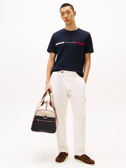 Tommy Hilfiger Cotton Regular Fit Short Sleeve Contrast Logo T-Shirt, Dark Blue - view 2, Dark Blue