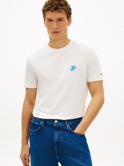 Tommy Hilfiger Cotton Regular Fit Short Sleeve Script Logo T-Shirt, White