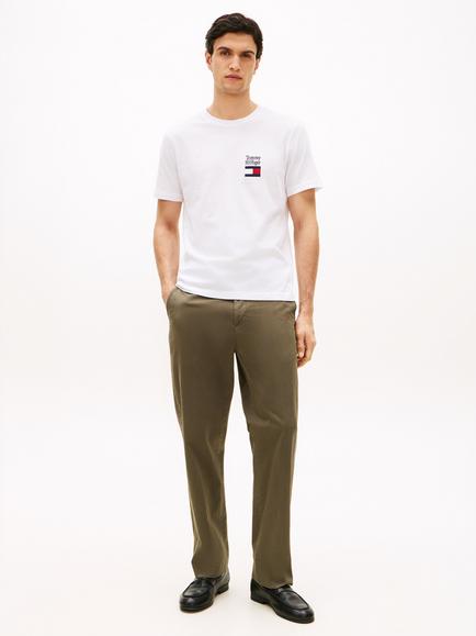 Tommy Hilfiger Cotton Regular Fit Short Sleeve Embroidered Logo T-Shirt, White - view 2, White