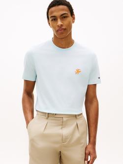 Tommy Hilfiger Cotton Regular Fit Embroidered Logo T-Shirt, Light Blue, Light Blue